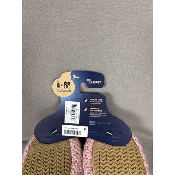 Isotoner Women's Memory Foam Slippers Lg 8-9 Pink Knit Coco Comfort NWT's - Picture 8 of 8